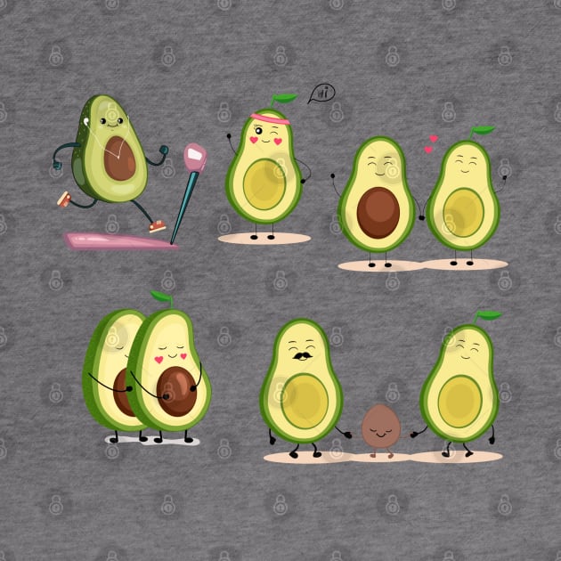 Avocado love story, cartoon avocado, avocardio by PrimeStore